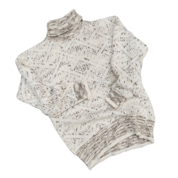 VINTAGE HASTING&SMITH Turtle Neck Sweater, White/Gray, Women's Large - Picture 2 of 8